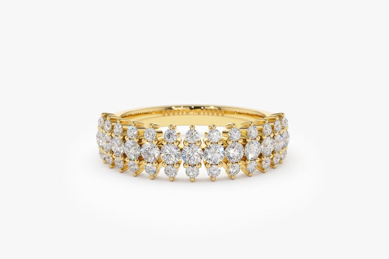 14k Gold Half Eternity Round Brilliant Diamond Spike Ring