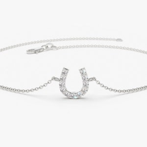 14k White Gold Lucky HorseShoe Charm Bracelet