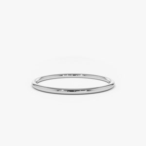 14K Solid White Gold 1.2MM Round Wedding Band