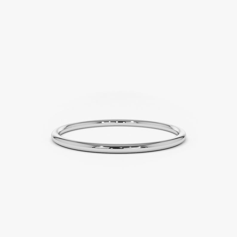 14K Solid White Gold 1.2MM Round Wedding Band