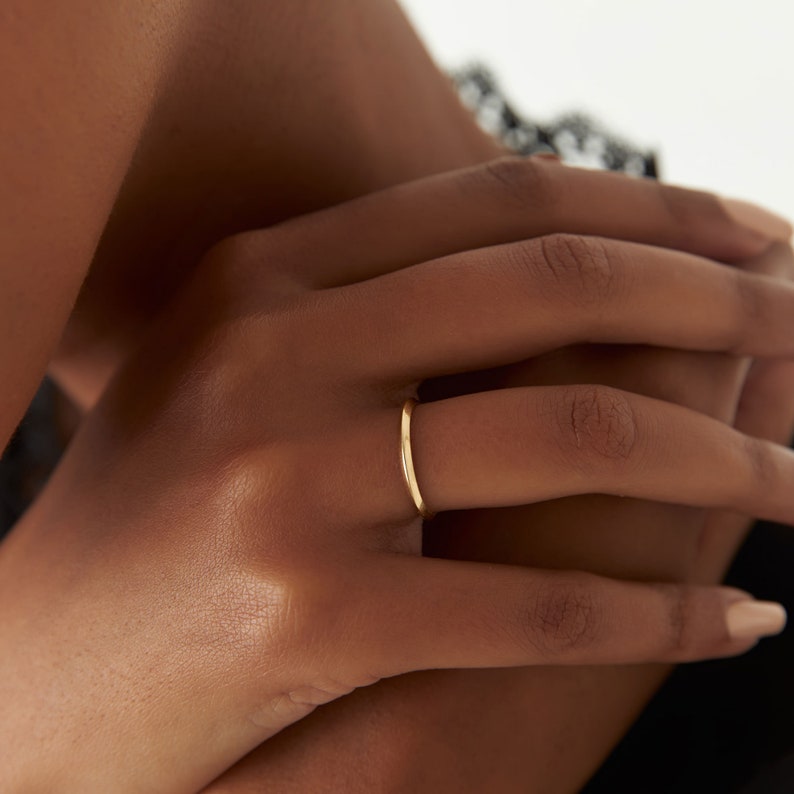 Gold Wedding Ring, 14K Gold Knife Edge Ring, Simple Wedding Band Designed By Ferkos Fine Jewelry, Bridal Jewelry, Stackable Gold Ring