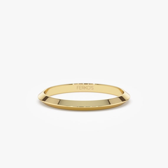 Gold Wedding Ring, 14K Gold Knife Edge Ring, Simple Wedding Band Designed By Ferkos Fine Jewelry, Bridal Jewelry, Stackable Gold Ring