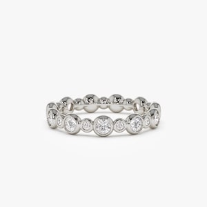 14k Solid White Gold Full Eternity Diamond Wedding Ring