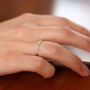 Diamond Wedding Ring 1/3ct in 14k Gold - 2MM Womens Diamond Wedding Band - Half Eternity Band - Diamond Anniversary Ring - Anniversary Gift