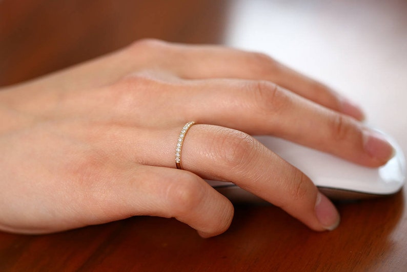 Diamond Wedding Ring 1/3ct in 14k Gold - 2MM Womens Diamond Wedding Band - Half Eternity Band - Diamond Anniversary Ring - Anniversary Gift