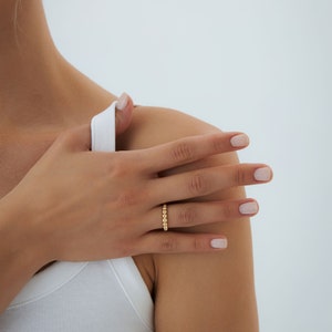 Bead stacking gold ring