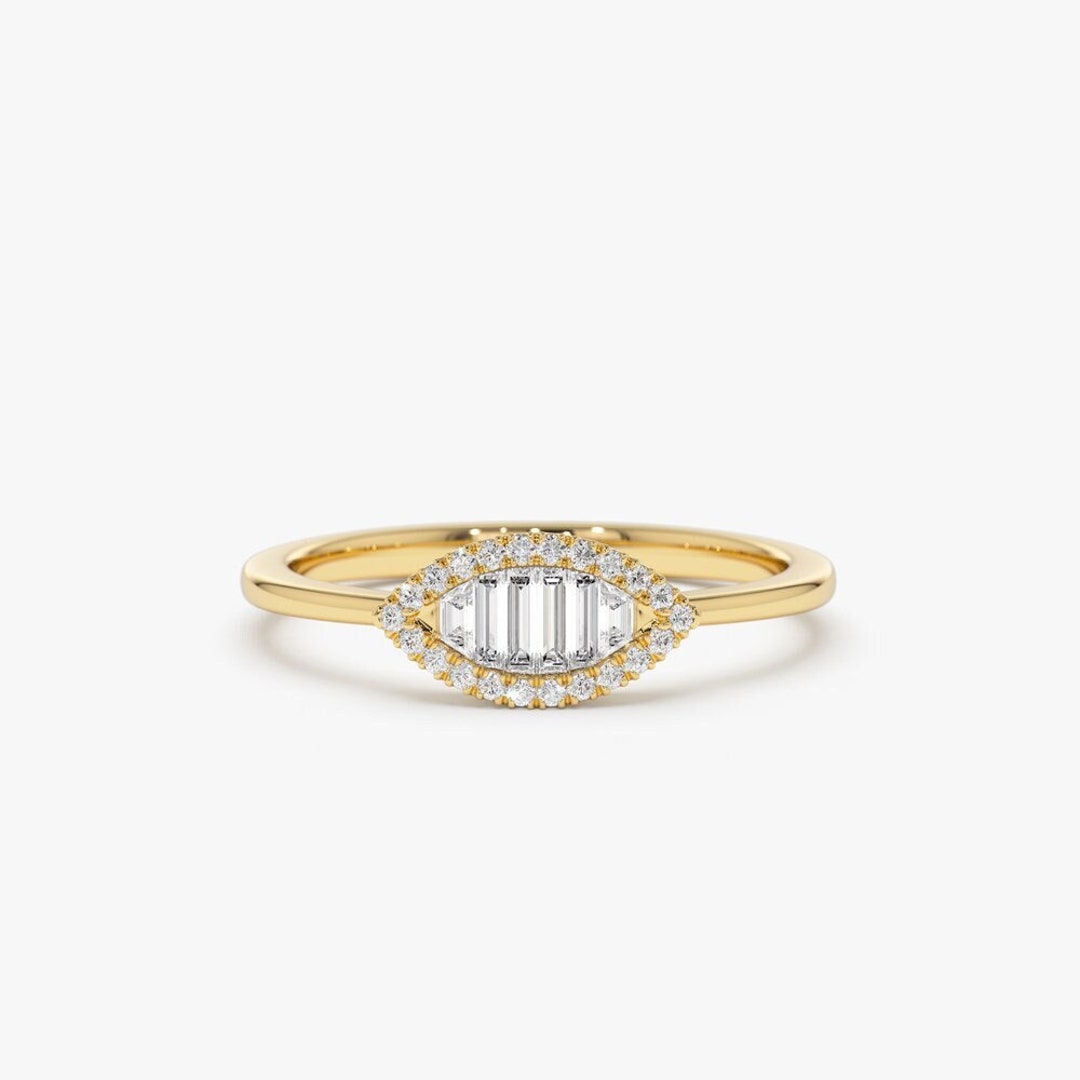 Ferkos Fine Jewelry 14k Gold Marquise Shape Baguette Diamond