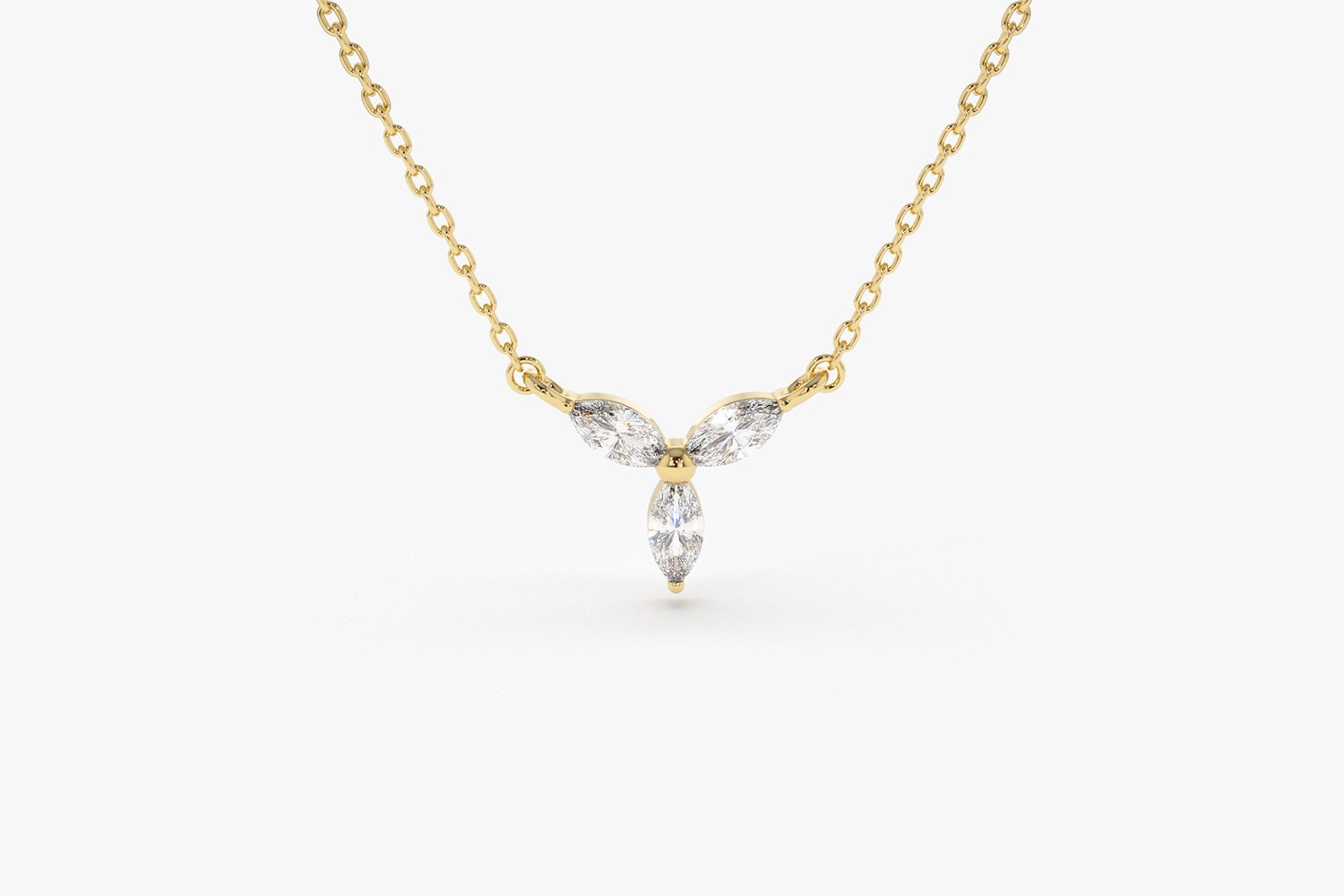 Gold Marquise Diamond Necklace 