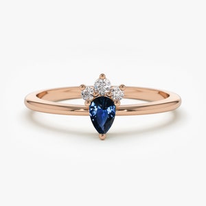 Sapphire Ring /14k Natural Sapphire and Diamond Engagement - Etsy