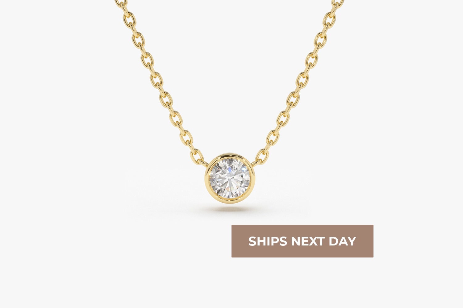 Diamond bezel necklace yellow on sale gold