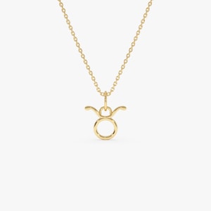 Taurus Zodiac Necklace, 14K Gold Taurus Pendant, Minimalist Astrology Charm Necklace, Celestial Horoscope Jewelry, Gift for Taurus by Ferkos