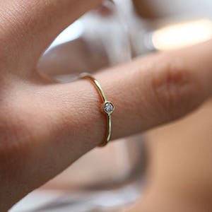 Diamond Ring / Diamond Solitaire Ring / Solitaire Diamond Ring / Promise Ring / Simple Diamond Ring / Thin gold Band Ring / Stacking Ring