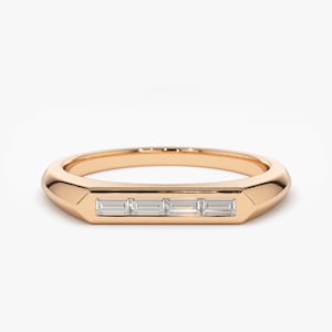 14k Rose Gold Baguette Stackable Ring