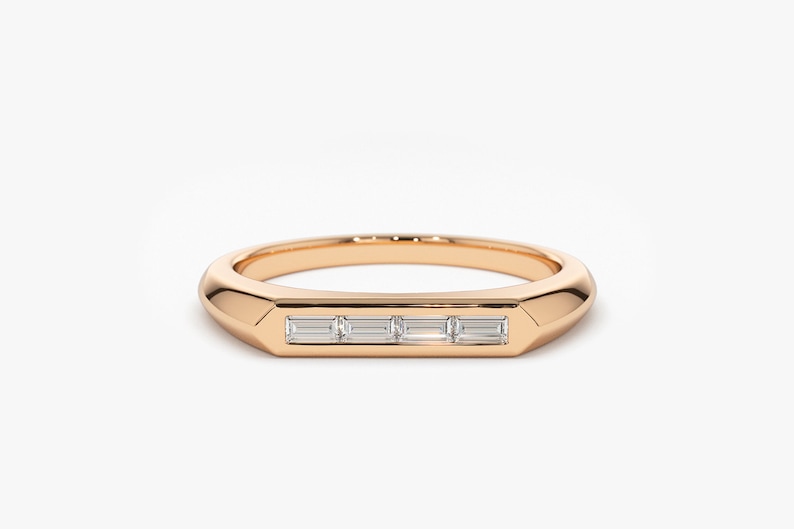 14k Rose Gold Baguette Stackable Ring