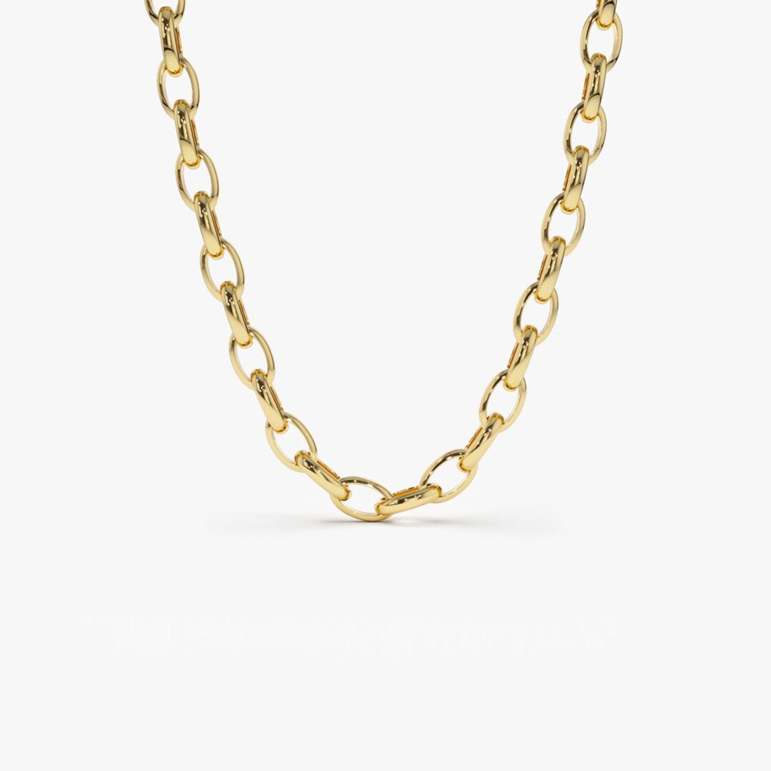 Gold Chain Necklace / 14k Gold 5.5 MM Cable Link Chain Necklace / 14k