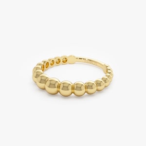 14K Gold Bead Ring Side Angle