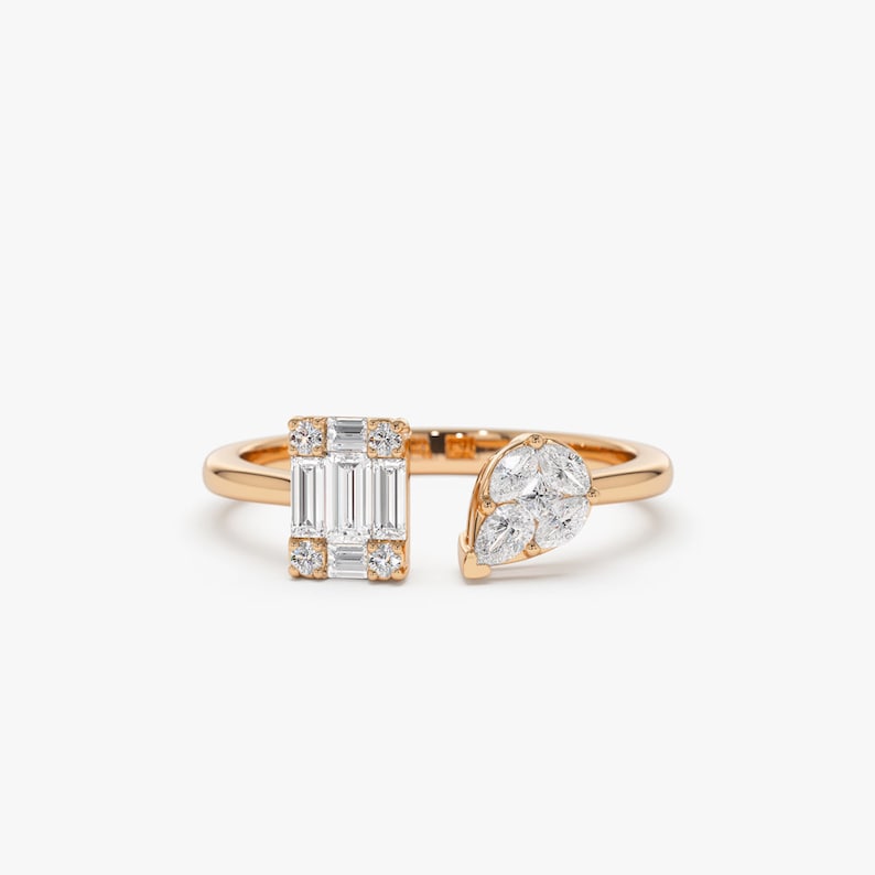 14k Rose Gold Illusion Setting Diamond Toi et Moi Ring