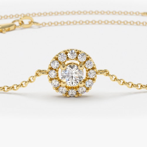 Diamond Bracelet/ Diamond Solitaire Bracelet/ Dainty 14k Gold Etsy