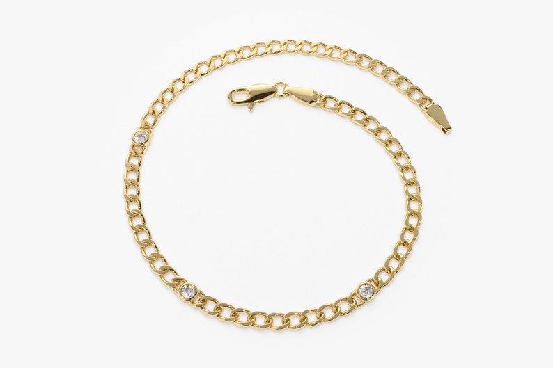 Gold Bracelet / 14k Gold Miami Curb Link Chain Bracelet With - Etsy