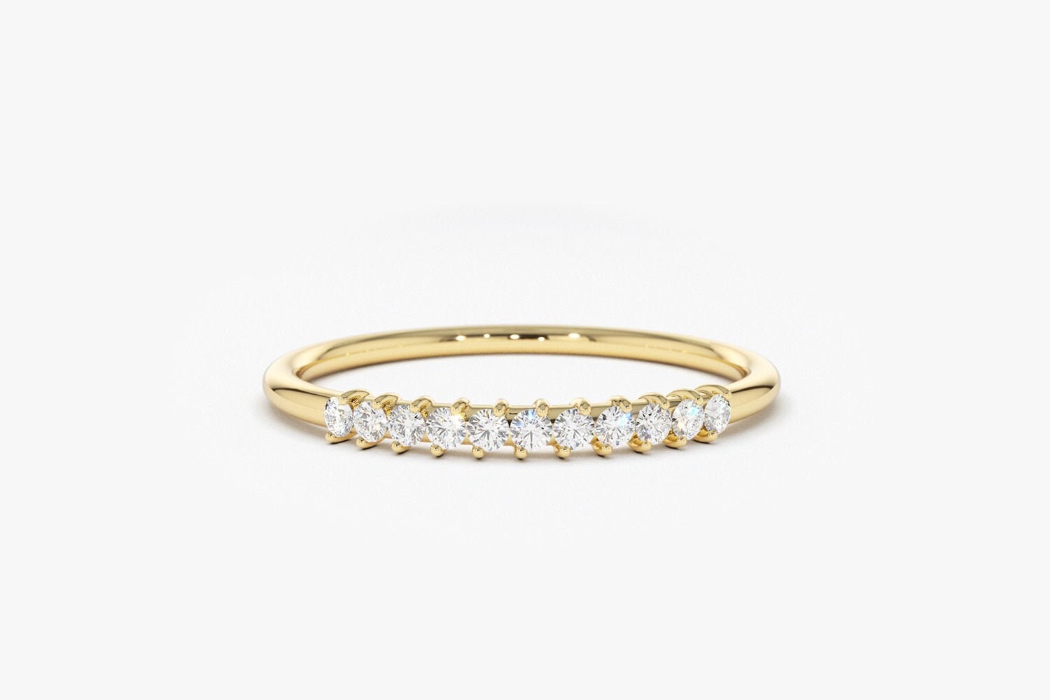11 stone prong setting diamond wedding band in 14k gold etsy