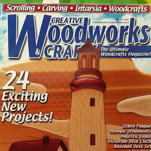 Creative Woodworks & Crafts magazine, March 2002, Scrolling, Carving, Intarsia, Woodcrafts