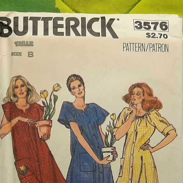 Butterick sewing pattern 3576, Misses' lounge wear, smock dress