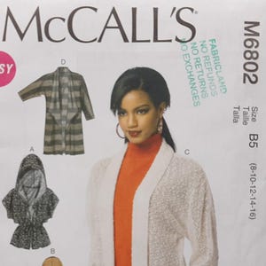 McCall's sewing pattern M6802, Misses'/Women's cardigans