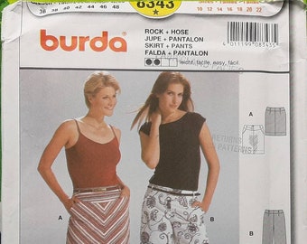 Burda sewing pattern 8343, skirt and pants