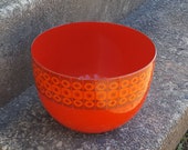 Finel Finland red enamel Bowl design by Kaj Franck - Daisy pattern bowl