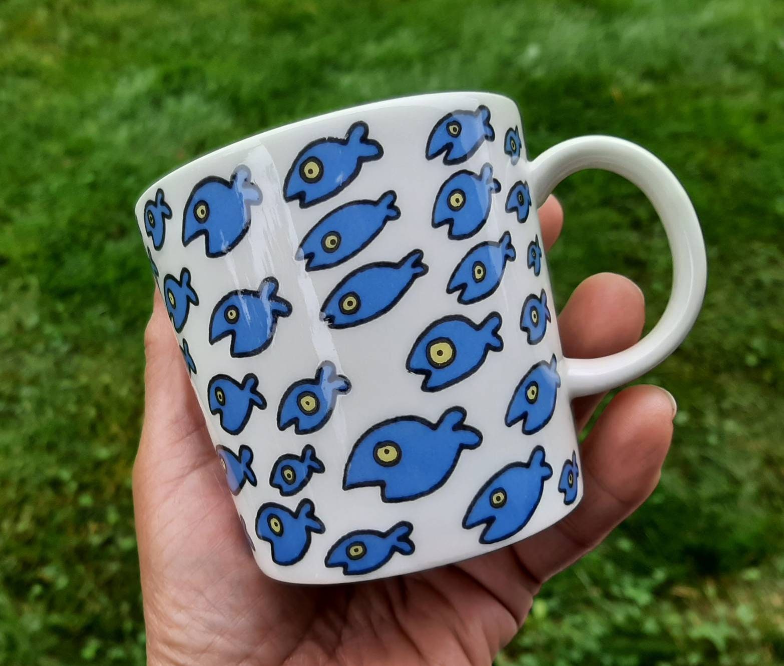 Arabia Finland Teema Mug With Blue Fishes Design Tony - Etsy