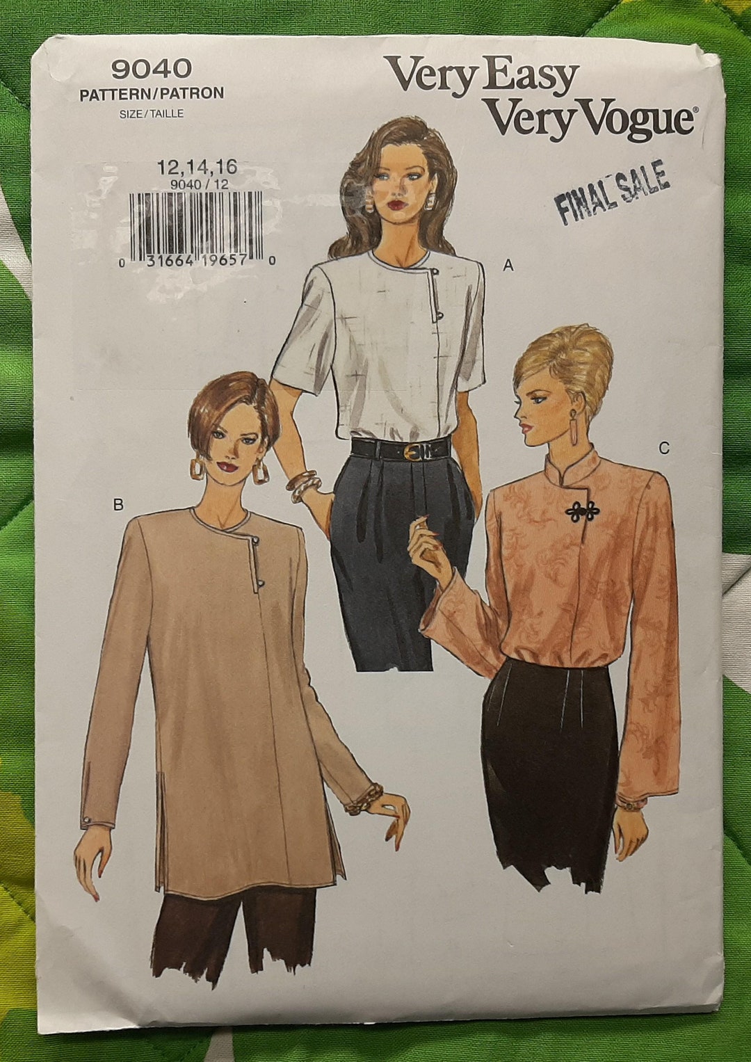 Very Easy Very Vogue Sewing Pattern 9040, Misses' Top & Tunic - Etsy
