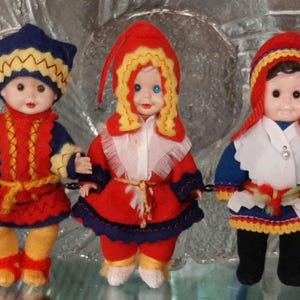 Finland three small Saami or Sami dolls