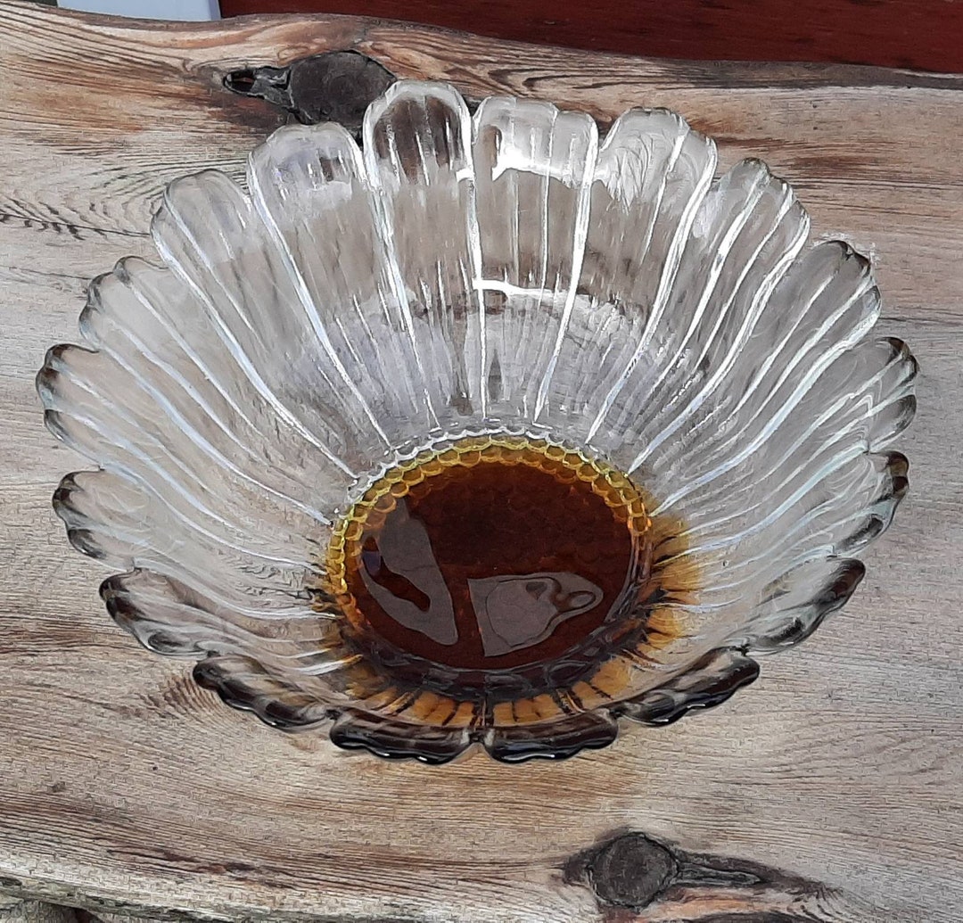 Humppila Finland Glass Sunflower Bowl - Etsy