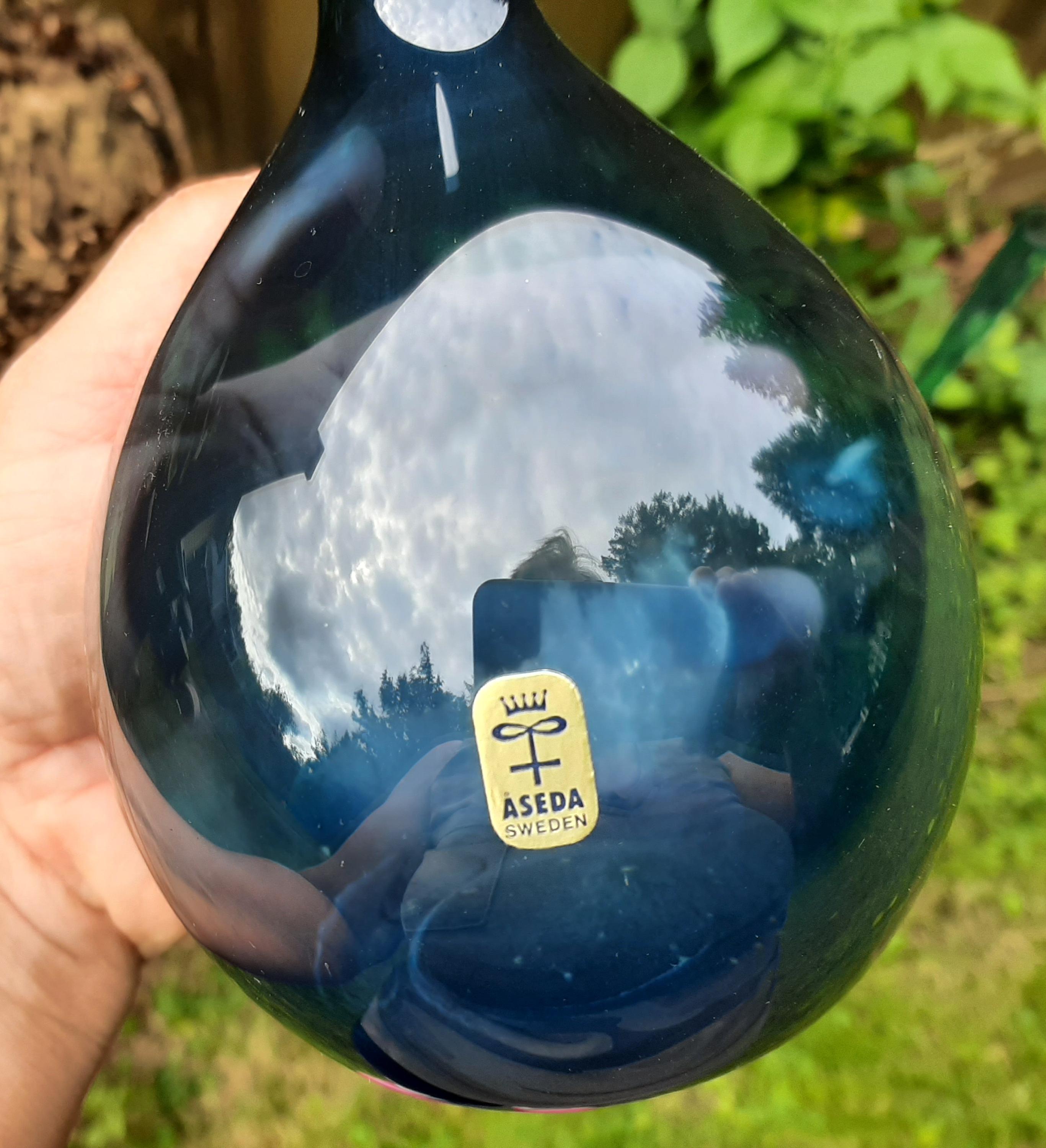 Aseda Sweden Glass Blue Glass Vase - Etsy