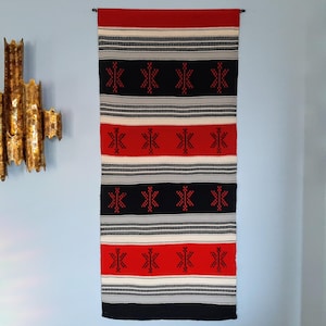 Finnish woven wall hanging, raanu, medium weave - fair