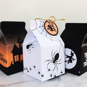 Halloween Treat Boxes, INSTANT DOWNLOAD PRINTABLE Halloween Candy Trick or Treat Party Gift Box Bags Favors Decoration with editable text