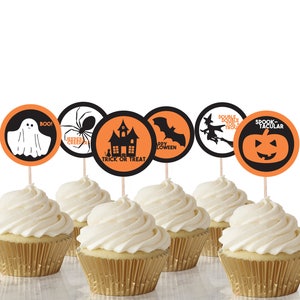 Halloween Cake Toppers, INSTANT DOWNLOAD PRINTABLE Halloween Party Cake Cupcake Food Toppers Table Decorations Gift Tags with editable text