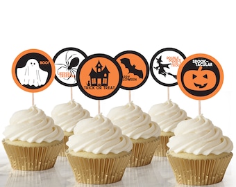Halloween Cake Toppers, INSTANT DOWNLOAD PRINTABLE Halloween Party Cake Cupcake Food Toppers Table Decorations Gift Tags with editable text