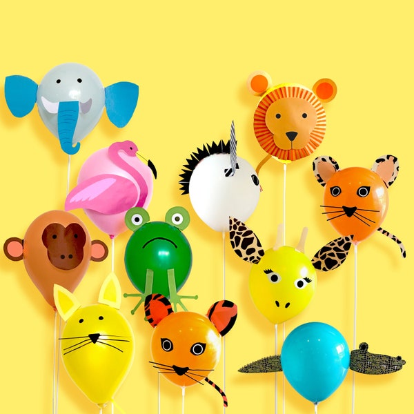 Animal Party Balloon Decorations, INSTANT DOWNLOAD PRINTABLE Kids Animal Safari Zoo Jungle Birthday Party Balloon Animals Decorations