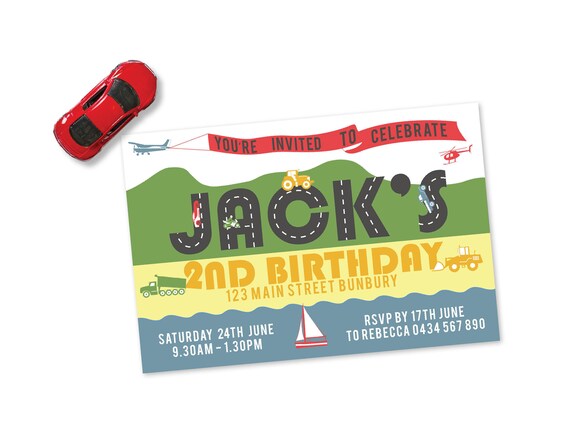Transportation Party Invitation PRINTABLE DIGITAL INVITE for | Etsy