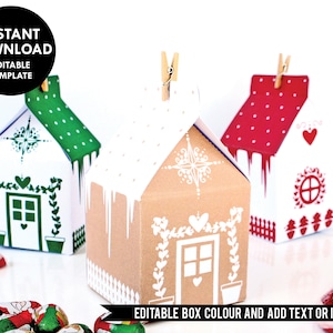 Christmas Gift Boxes, INSTANT DOWNLOAD PRINTABLE Editable Gingerbread House Gift Box, Teacher Gift, Class Favors includes Color in activity