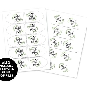 Baby Shower 'Watch me grow' Favor Tags, INSTANT DOWNLOAD PRINTABLE Eucalyptus themed Gift Labels for Boho baby Shower with editable template image 6