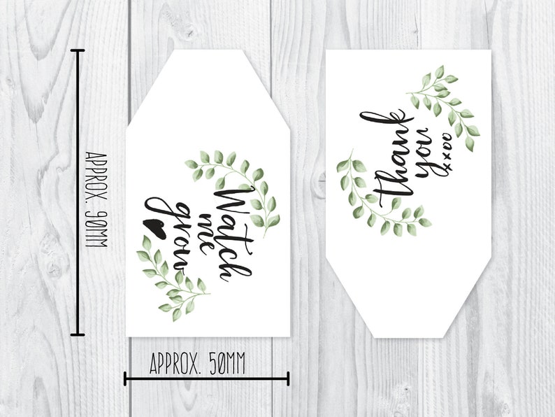 Baby Shower 'Watch me grow' Favor Tags, INSTANT DOWNLOAD PRINTABLE Eucalyptus themed Gift Labels for Boho baby Shower with editable template image 3