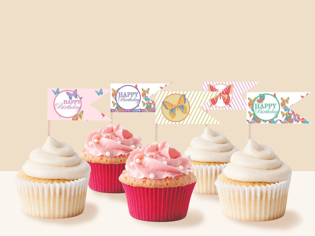 Butterfly Party Cake Toppers, INSTANT DOWNLOAD PRINTABLE Kids Girls ...