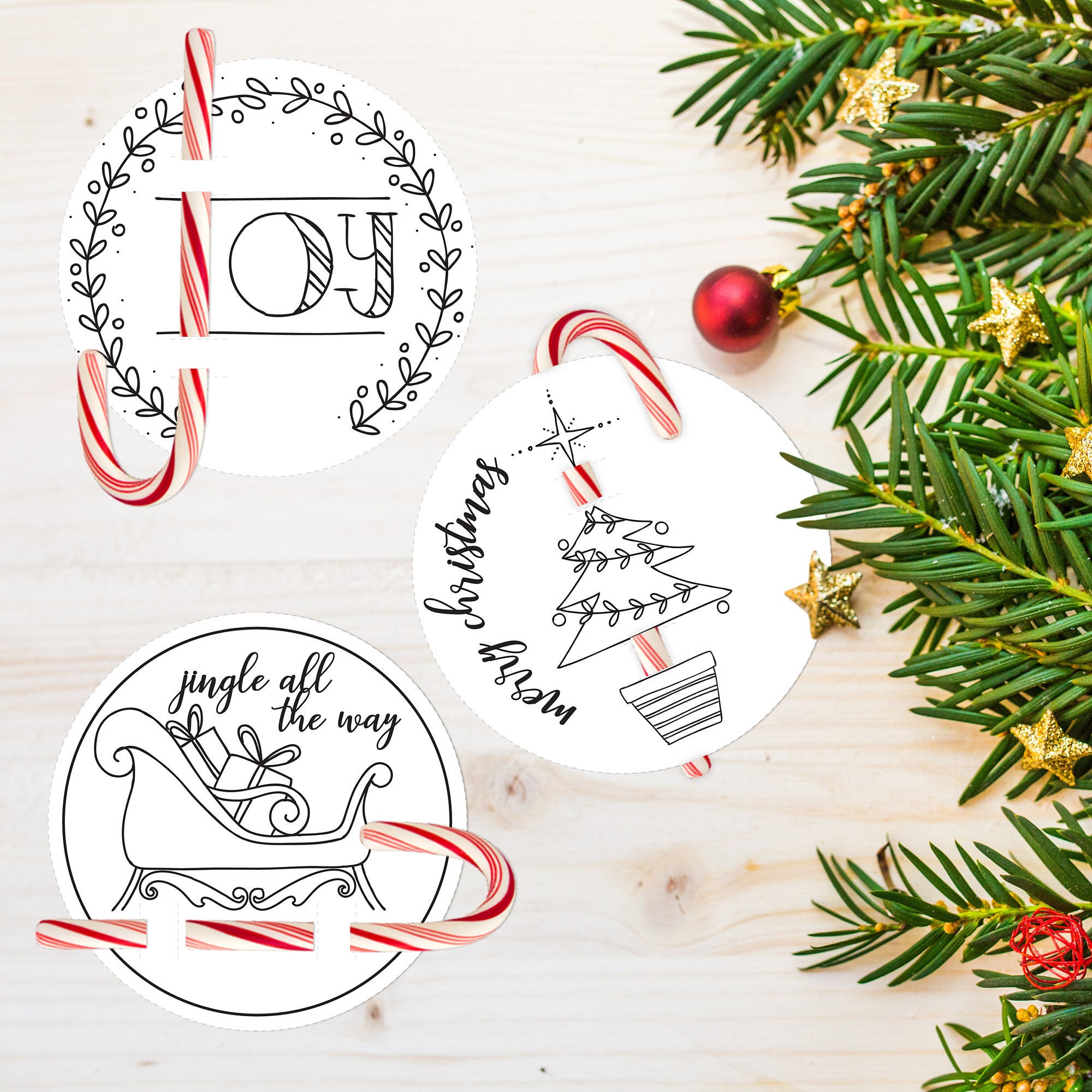 Christmas 'candy Cane' Gift Cards INSTANT DOWNLOAD Etsy