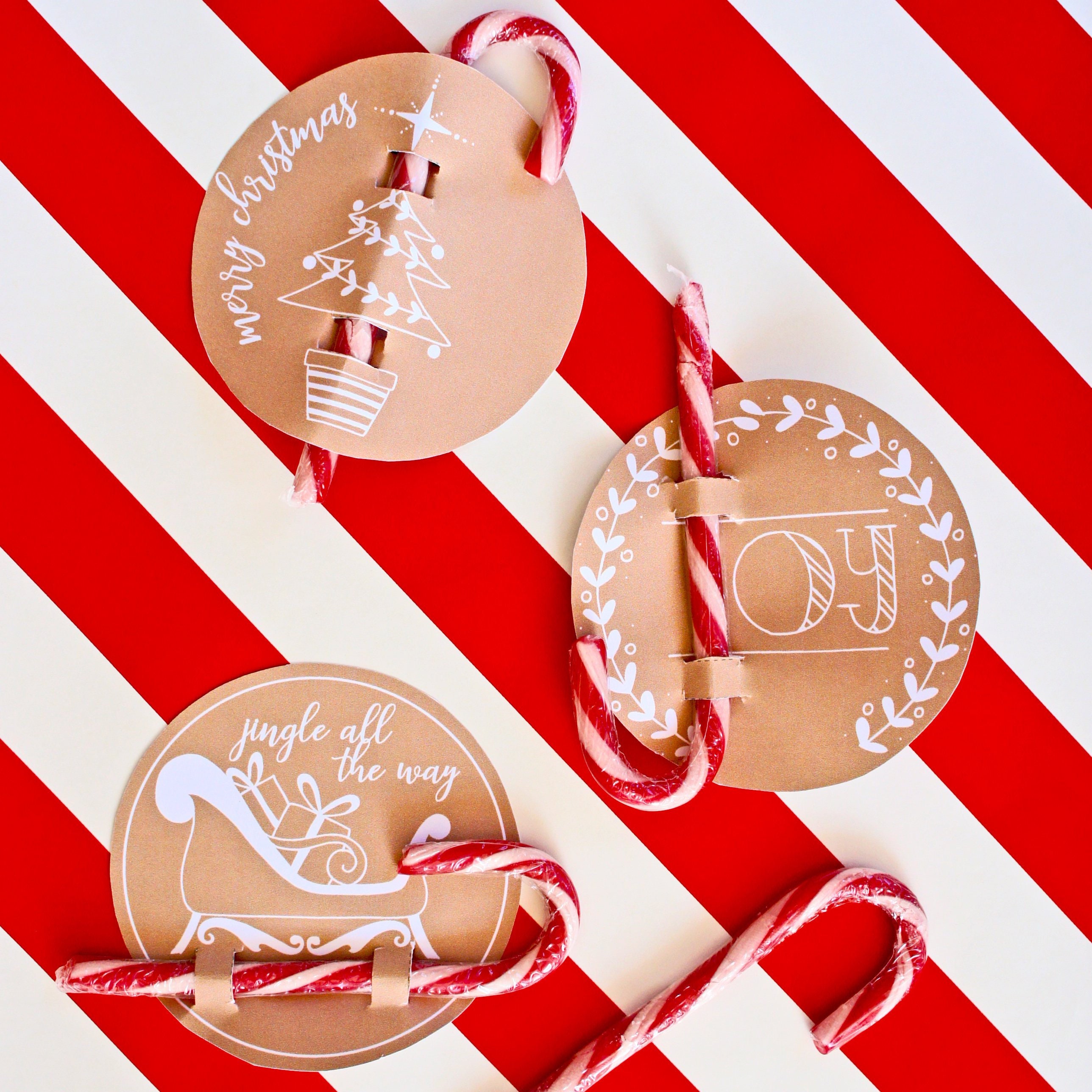 Christmas 'candy Cane' Gift Cards INSTANT DOWNLOAD Etsy