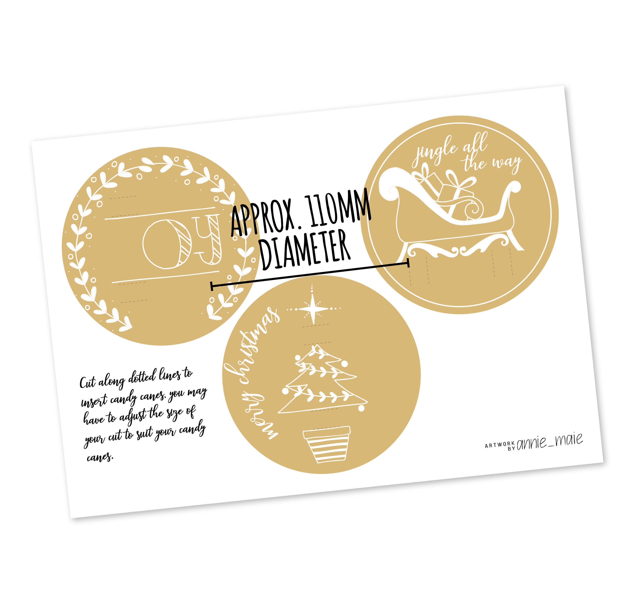 Christmas 'candy Cane' Gift Cards INSTANT DOWNLOAD Etsy