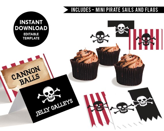 Pirate Party Food Labels and Decorations INSTANT DOWNLOAD - Etsy