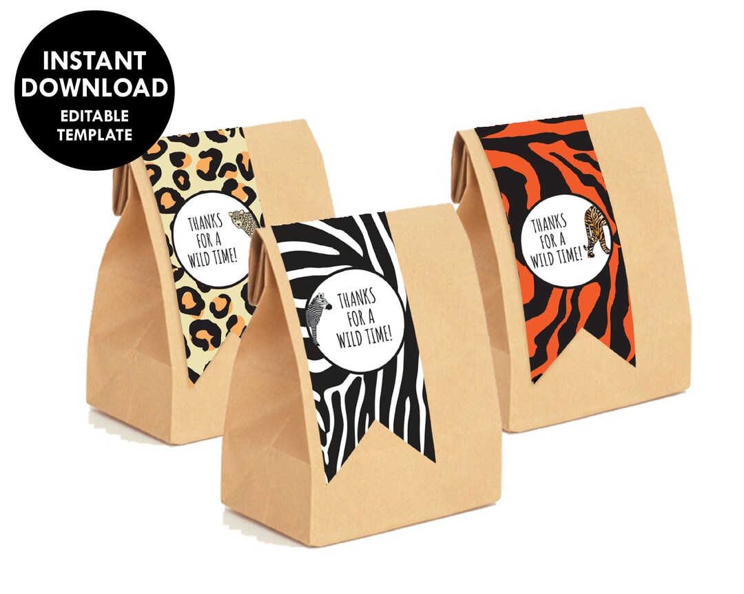 Safari Party Favors, INSTANT DOWNLOAD PRINTABLE Kids Safari Zoo Jungle