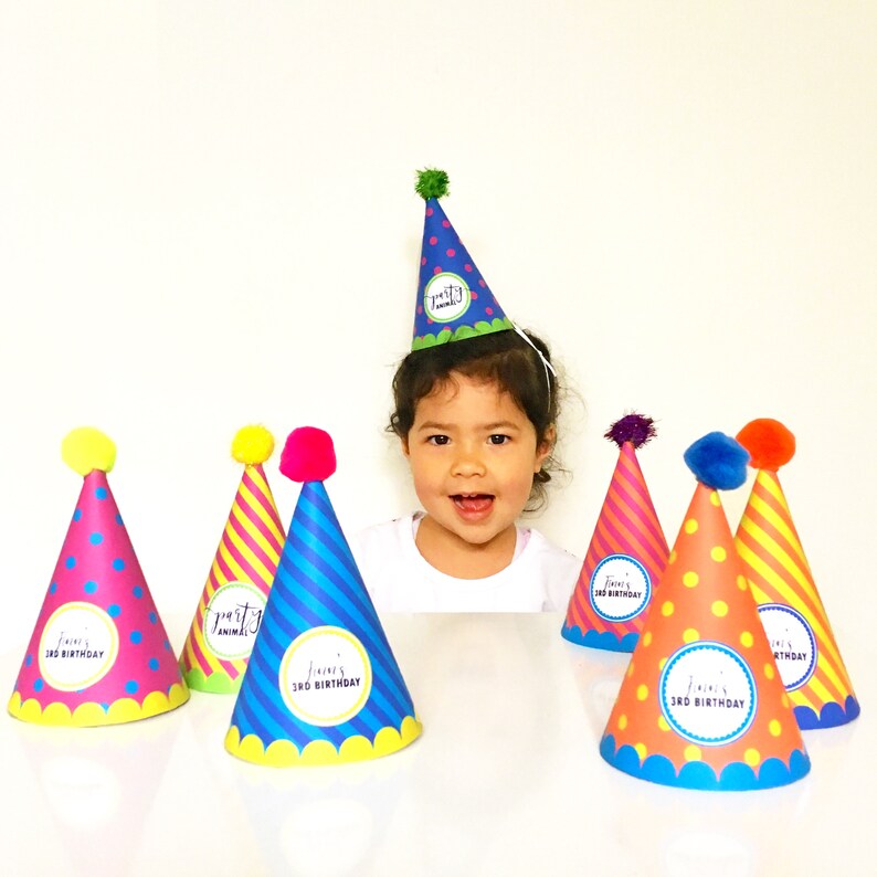 Animal Party Hats INSTANT DOWNLOAD PRINTABLE Colorful Kids - Etsy